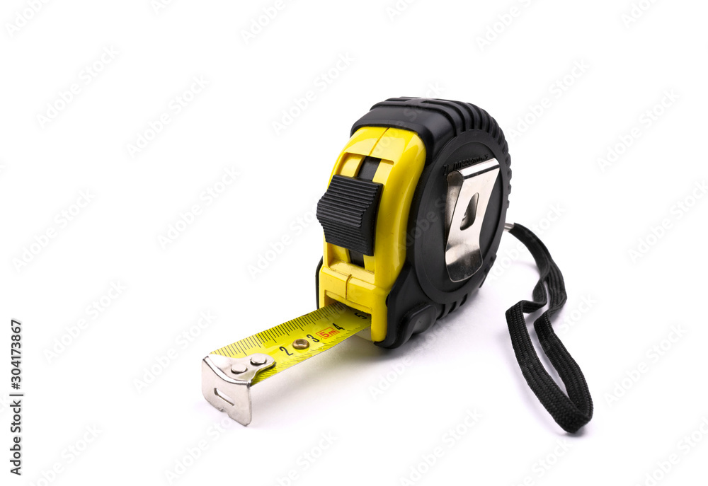 construction tape measure isolated on white background