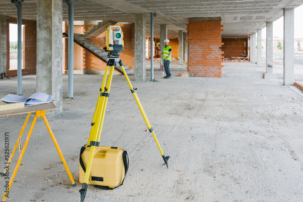 Total station at construction site